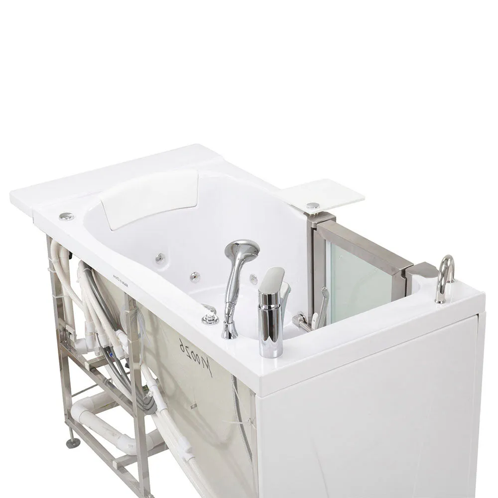 Ella Elite 30"x52" Acrylic Hydro Massage Walk-In Bathtub with Left Inward Swing Door, Heated Seat, 2 Piece Fast Fill Faucet, 2" Dual Drain
