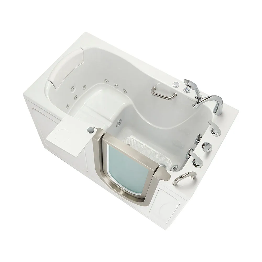 Ella Elite 30"x52" Acrylic Hydro Massage Walk-In Bathtub with Right Inward Swing Door, 5 Piece Fast Fill Faucet, 2" Dual Drain