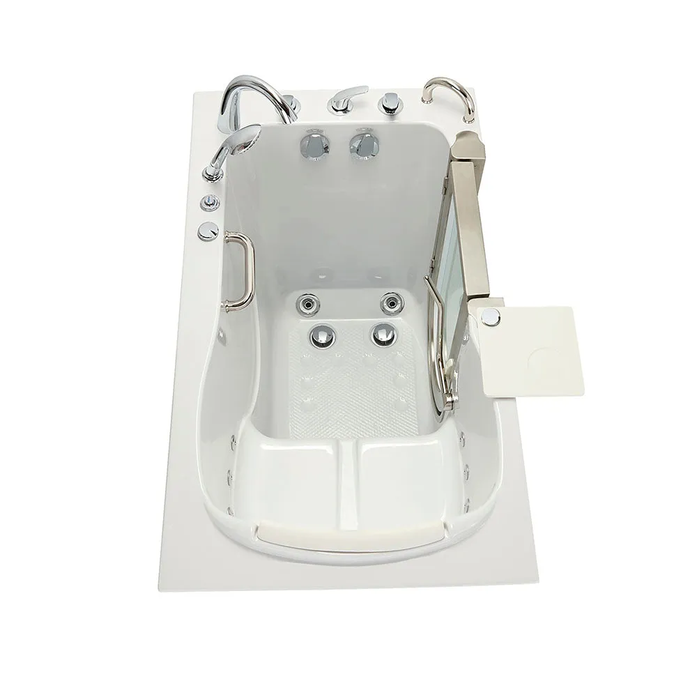 Ella Elite 30"x52" Acrylic Hydro Massage Walk-In Bathtub with Right Inward Swing Door, 5 Piece Fast Fill Faucet, 2" Dual Drain