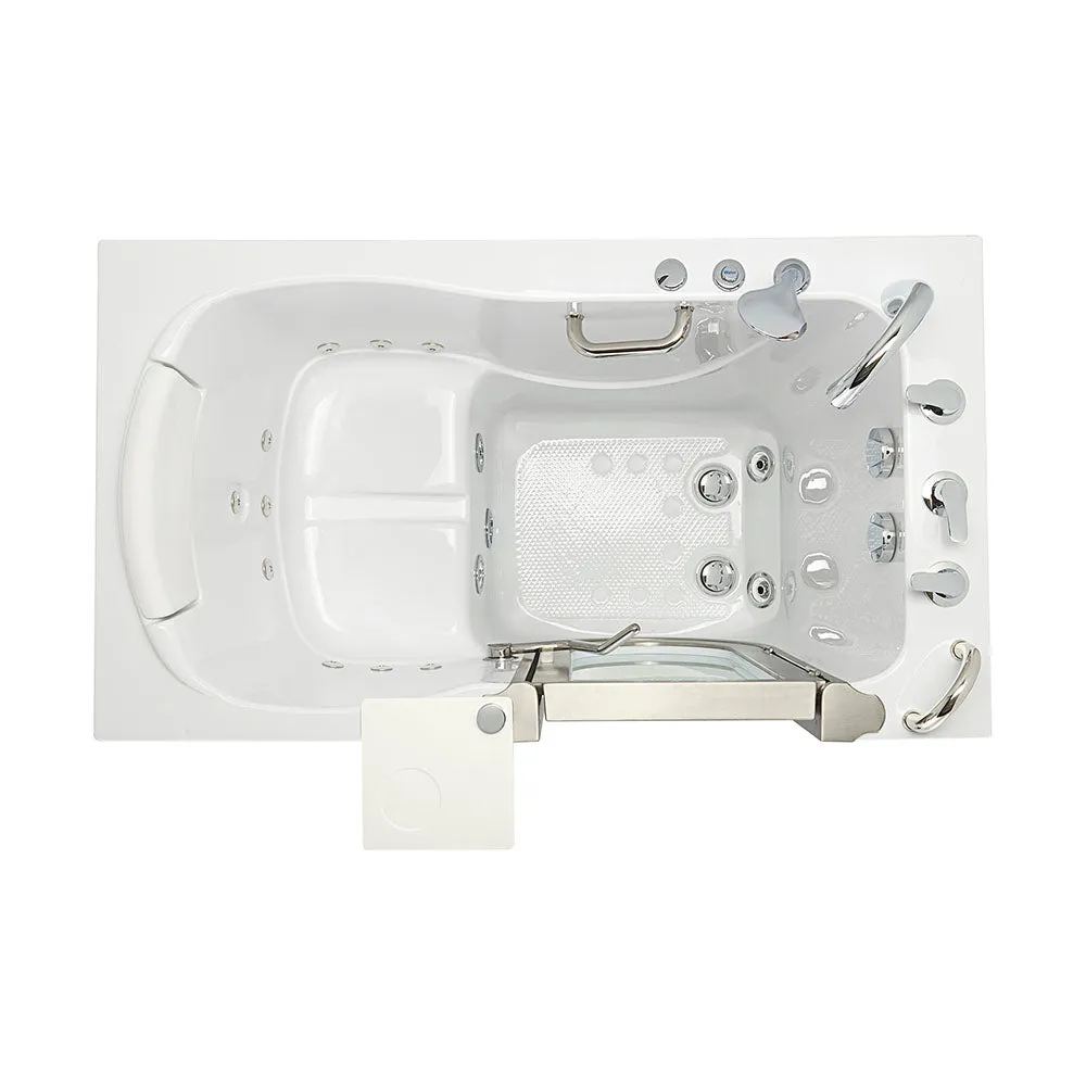 Ella Elite 30"x52" Acrylic Hydro Massage Walk-In Bathtub with Right Inward Swing Door, 5 Piece Fast Fill Faucet, 2" Dual Drain