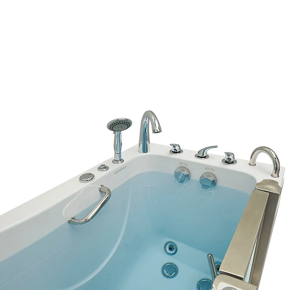 Ella Elite 30"x52" Acrylic Hydro Massage Walk-In Bathtub with Right Inward Swing Door, 5 Piece Fast Fill Faucet, 2" Dual Drain