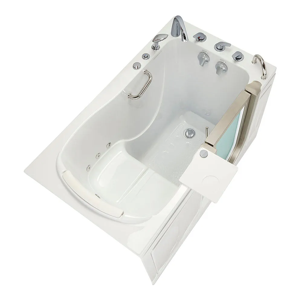 Ella Elite 30"x52" Acrylic Hydro Massage Walk-In Bathtub with Right Inward Swing Door, 5 Piece Fast Fill Faucet, 2" Dual Drain