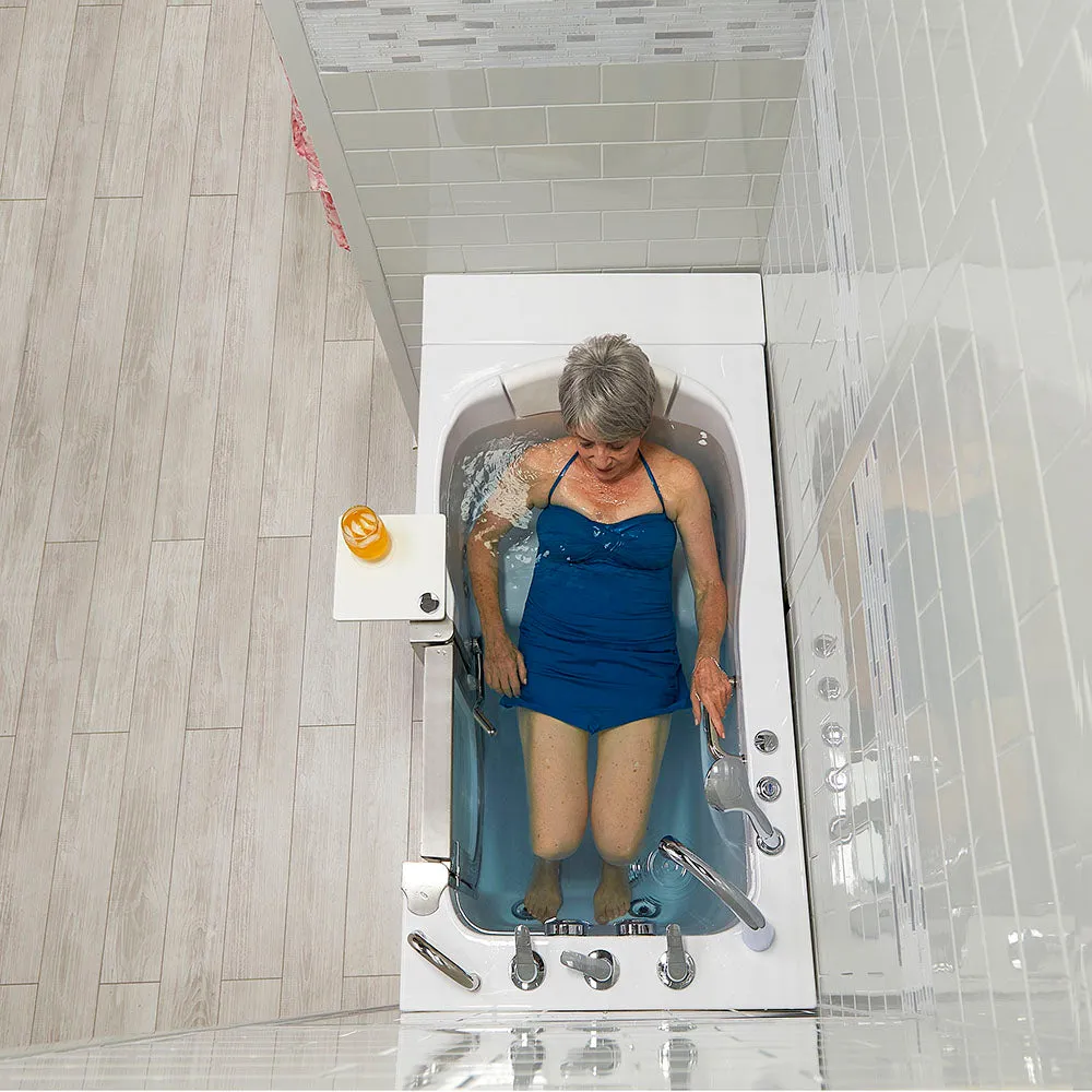 Ella Elite 30"x52" Acrylic Hydro Massage Walk-In Bathtub with Right Inward Swing Door, Heated Seat, 5 Piece Fast Fill Faucet, 2" Dual Drain