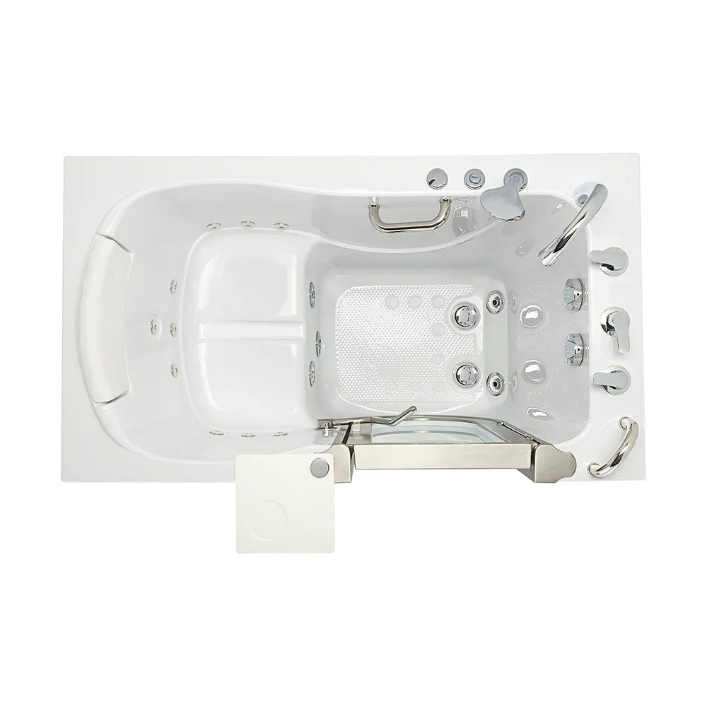 Ella Elite 30"x52" Acrylic Hydro Massage Walk-In Bathtub with Right Inward Swing Door, Heated Seat, 5 Piece Fast Fill Faucet, 2" Dual Drain