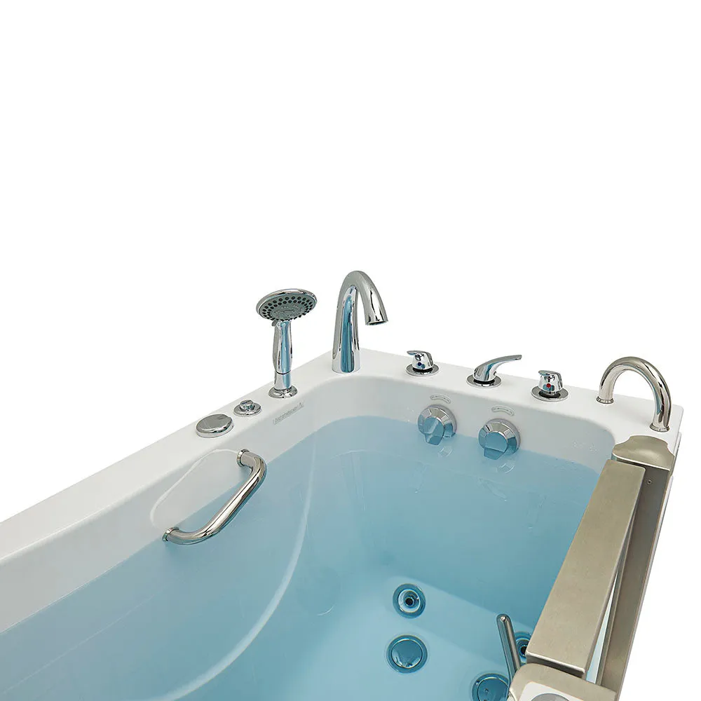 Ella Elite 30"x52" Acrylic Hydro Massage Walk-In Bathtub with Right Inward Swing Door, Heated Seat, 5 Piece Fast Fill Faucet, 2" Dual Drain