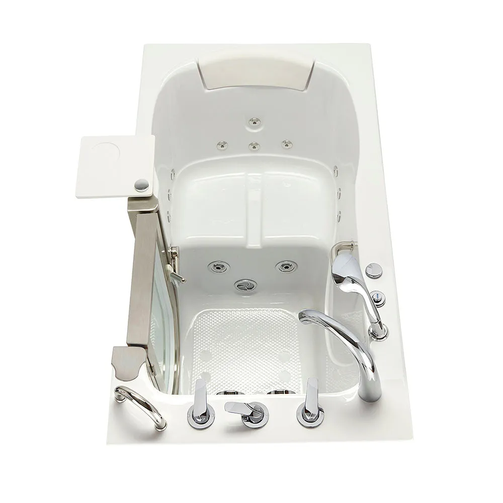 Ella Elite 30"x52" Acrylic Hydro Massage Walk-In Bathtub with Right Inward Swing Door, Heated Seat, 5 Piece Fast Fill Faucet, 2" Dual Drain