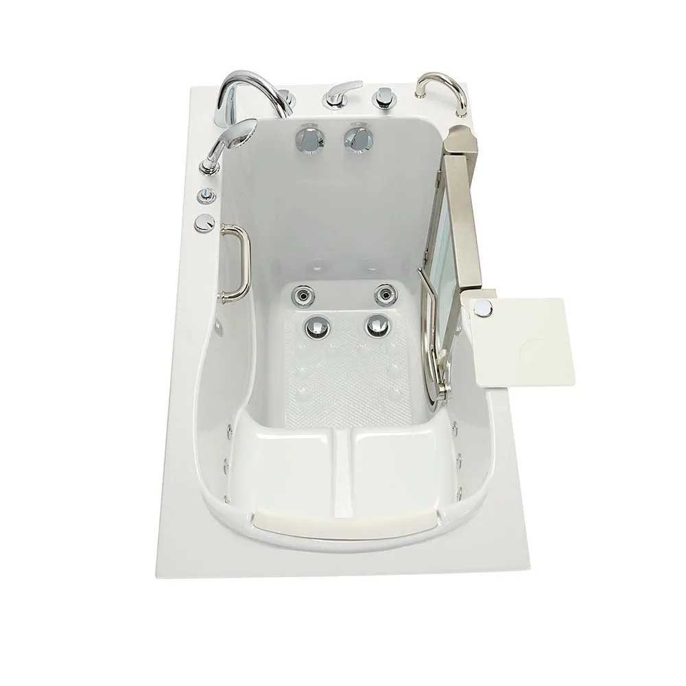Ella Elite 30"x52" Acrylic Hydro Massage Walk-In Bathtub with Right Inward Swing Door, Heated Seat, 5 Piece Fast Fill Faucet, 2" Dual Drain