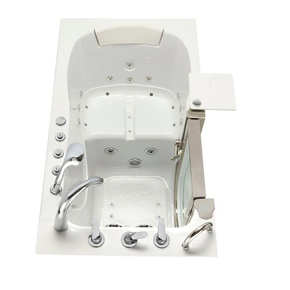 Ella Peitite 28"x52" Acrylic Air and Hydro Massage and Heated Seat Walk-In Bathtub with Left Inward Swing Door, 5 Piece Fast Fill Faucet, 2" Dual Drain
