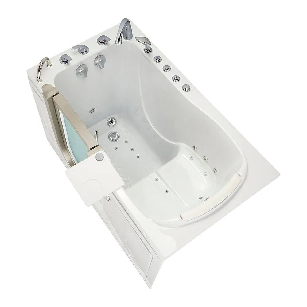 Ella Peitite 28"x52" Acrylic Air and Hydro Massage and Heated Seat Walk-In Bathtub with Left Inward Swing Door, 5 Piece Fast Fill Faucet, 2" Dual Drain
