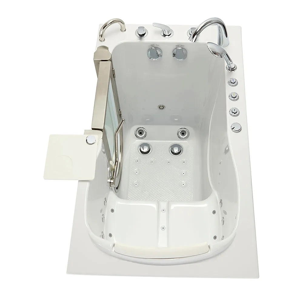 Ella Peitite 28"x52" Acrylic Air and Hydro Massage and Heated Seat Walk-In Bathtub with Left Inward Swing Door, 5 Piece Fast Fill Faucet, 2" Dual Drain
