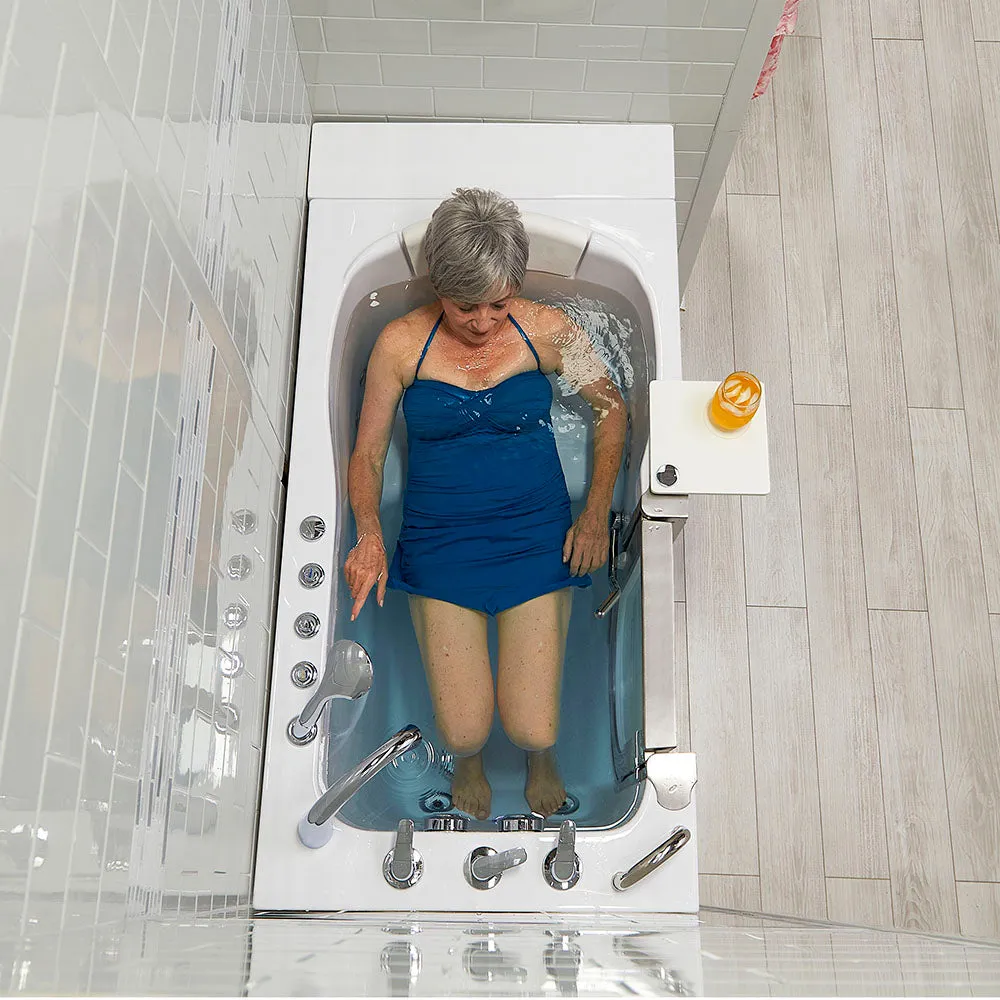 Ella Peitite 28"x52" Acrylic Air and Hydro Massage and Heated Seat Walk-In Bathtub with Left Inward Swing Door, 5 Piece Fast Fill Faucet, 2" Dual Drain