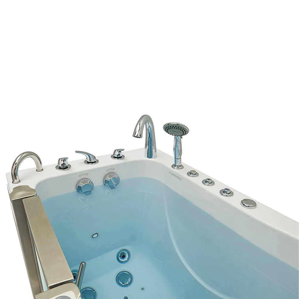 Ella Peitite 28"x52" Acrylic Air and Hydro Massage and Heated Seat Walk-In Bathtub with Left Inward Swing Door, 5 Piece Fast Fill Faucet, 2" Dual Drain