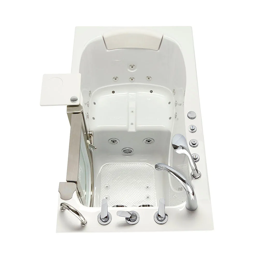 Ella Peitite 28"x52" Acrylic Air and Hydro Massage and Heated Seat Walk-In Bathtub with Right Inward Swing Door, 5 Piece Fast Fill Faucet, 2" Dual Drain
