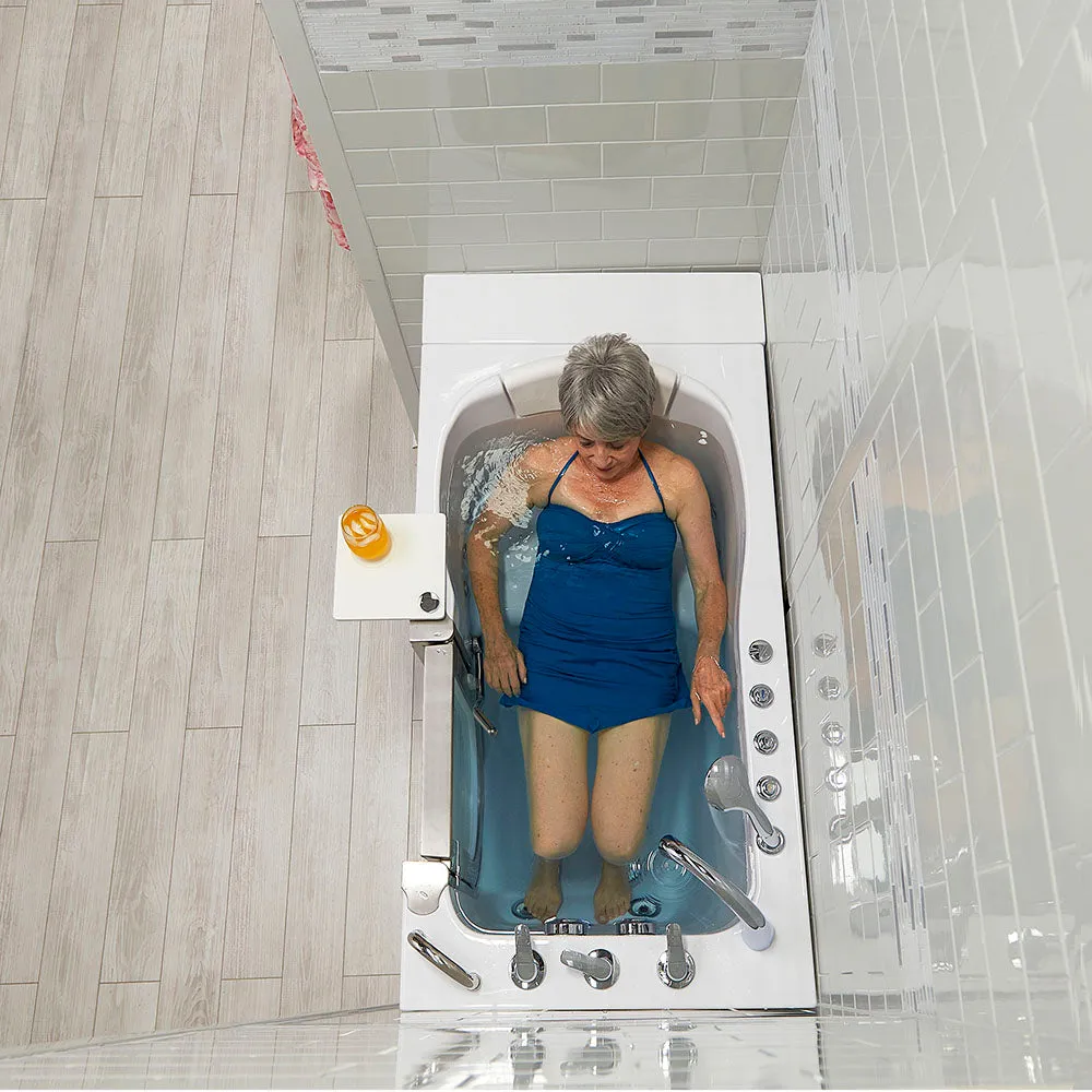 Ella Peitite 28"x52" Acrylic Air and Hydro Massage and Heated Seat Walk-In Bathtub with Right Inward Swing Door, 5 Piece Fast Fill Faucet, 2" Dual Drain