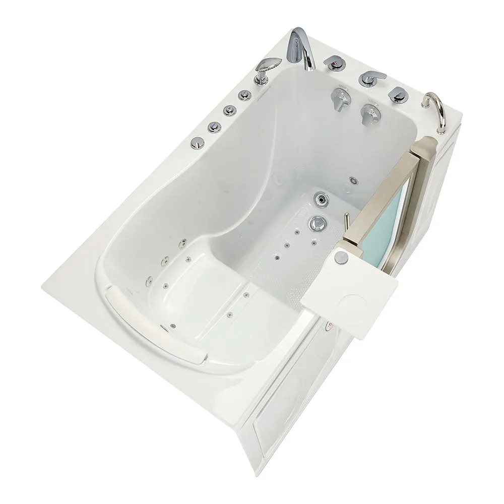Ella Peitite 28"x52" Acrylic Air and Hydro Massage and Heated Seat Walk-In Bathtub with Right Inward Swing Door, 5 Piece Fast Fill Faucet, 2" Dual Drain