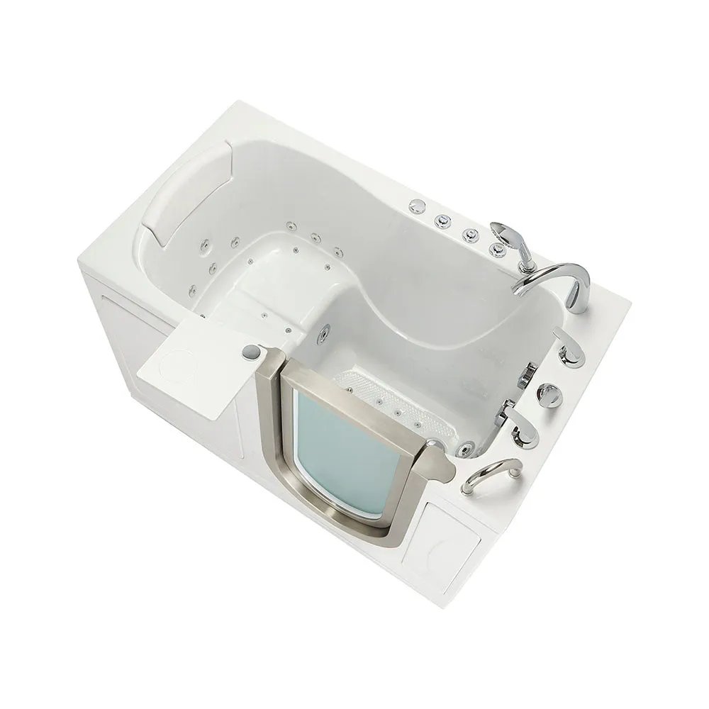 Ella Peitite 28"x52" Acrylic Air and Hydro Massage and Heated Seat Walk-In Bathtub with Right Inward Swing Door, 5 Piece Fast Fill Faucet, 2" Dual Drain