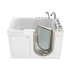 Ella Peitite 28"x52" Acrylic Air and Hydro Massage and Heated Seat Walk-In Bathtub with Right Inward Swing Door, 5 Piece Fast Fill Faucet, 2" Dual Drain