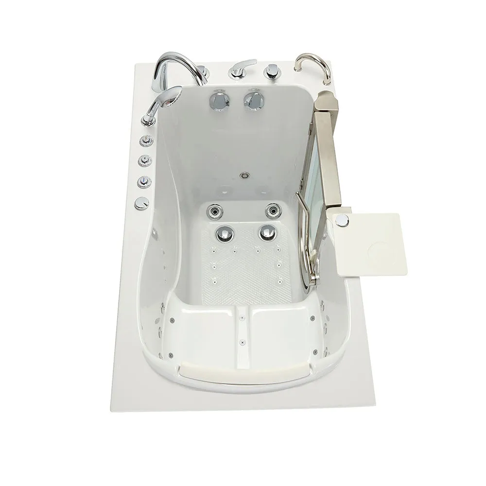 Ella Peitite 28"x52" Acrylic Air and Hydro Massage and Heated Seat Walk-In Bathtub with Right Inward Swing Door, 5 Piece Fast Fill Faucet, 2" Dual Drain