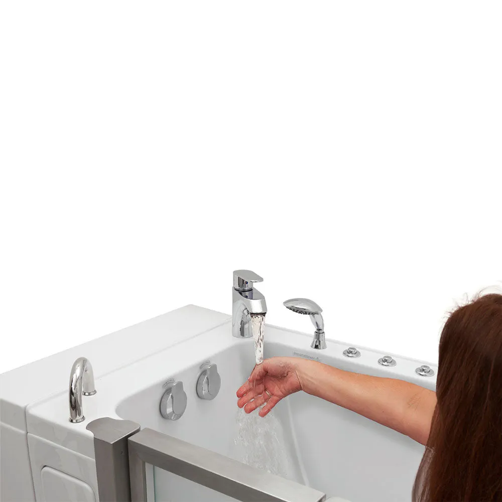 Ella Peitite 28"x52" Acrylic Air and Hydro Massage Walk-In Bathtub with Left Inward Swing Door, 2 Piece Fast Fill Faucet, 2" Dual Drain