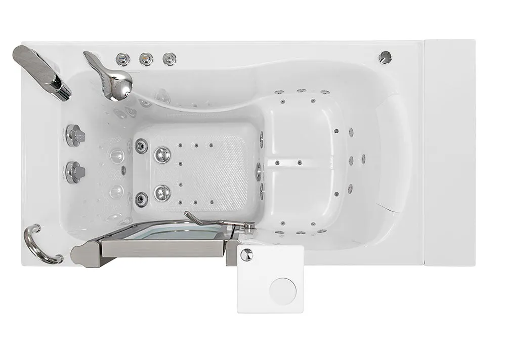 Ella Peitite 28"x52" Acrylic Air and Hydro Massage Walk-In Bathtub with Left Inward Swing Door, 2 Piece Fast Fill Faucet, 2" Dual Drain