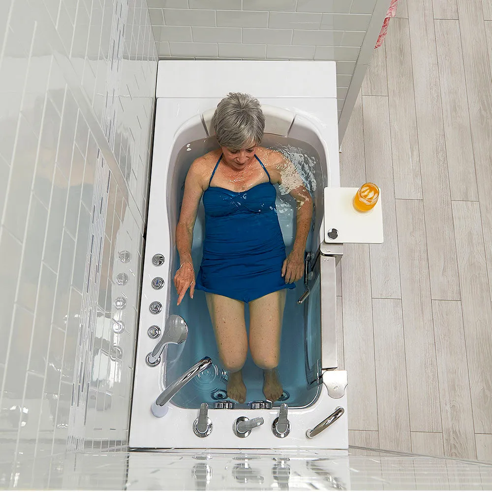 Ella Peitite 28"x52" Acrylic Air and Hydro Massage Walk-In Bathtub with Left Inward Swing Door, 5 Piece Fast Fill Faucet, 2" Dual Drain