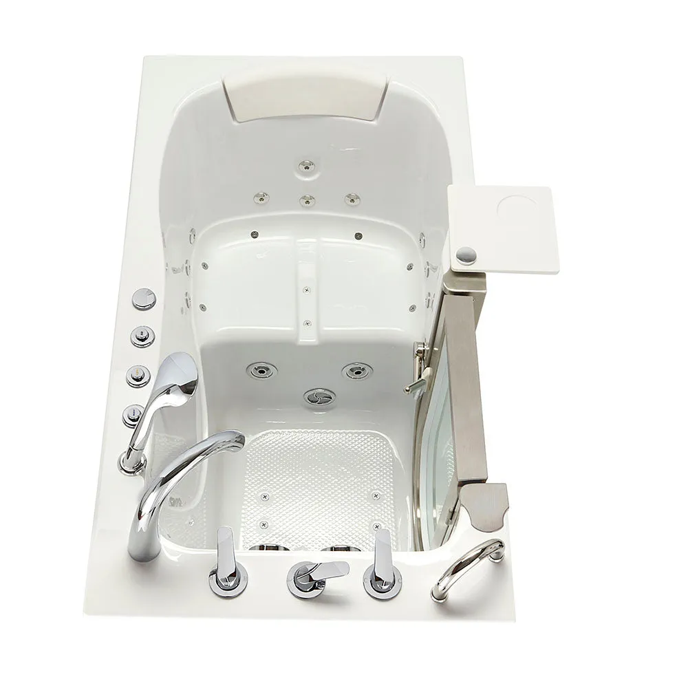 Ella Peitite 28"x52" Acrylic Air and Hydro Massage Walk-In Bathtub with Left Inward Swing Door, 5 Piece Fast Fill Faucet, 2" Dual Drain