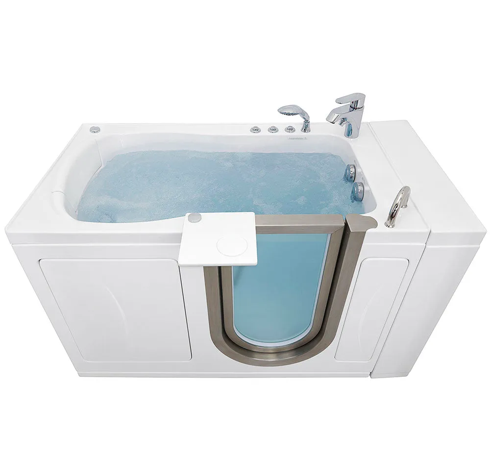 Ella Peitite 28"x52" Acrylic Air and Hydro Massage Walk-In Bathtub with Right Inward Swing Door, 2 Piece Fast Fill Faucet, 2" Dual Drain