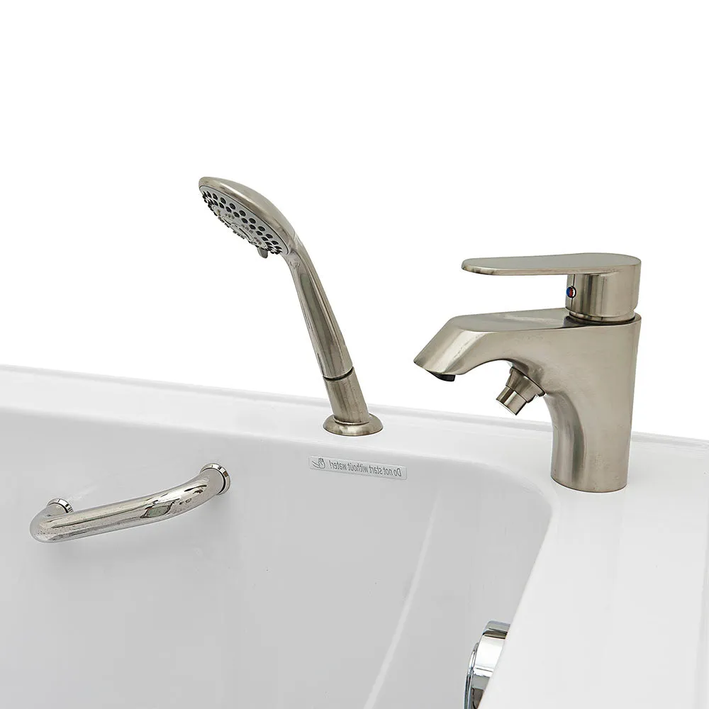 Ella Peitite 28"x52" Acrylic Air and Hydro Massage Walk-In Bathtub with Right Inward Swing Door, 2 Piece Fast Fill Faucet, 2" Dual Drain