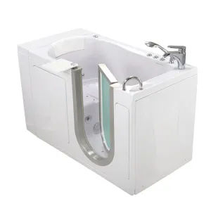 Ella Peitite 28"x52" Acrylic Air and Hydro Massage Walk-In Bathtub with Right Inward Swing Door, 2 Piece Fast Fill Faucet, 2" Dual Drain
