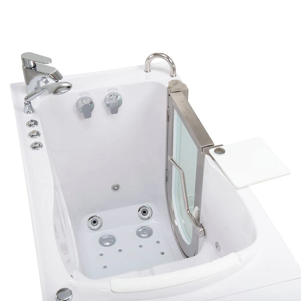 Ella Peitite 28"x52" Acrylic Air and Hydro Massage Walk-In Bathtub with Right Inward Swing Door, 2 Piece Fast Fill Faucet, 2" Dual Drain
