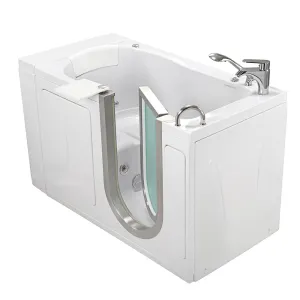 Ella Peitite 28"x52" Acrylic Hydro Massage Walk-In Bathtub with Right Inward Swing Door, 2 Piece Fast Fill Faucet, 2" Dual Drain