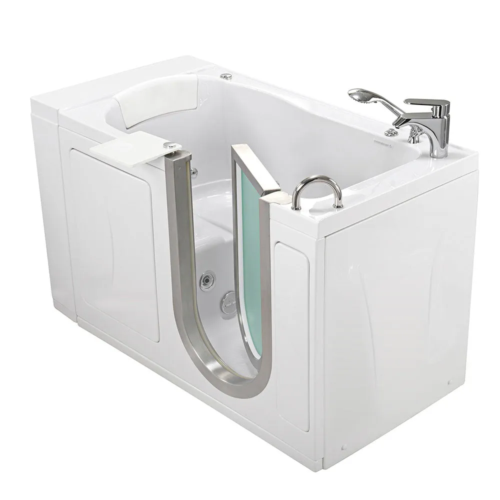Ella Peitite 28"x52" Acrylic Hydro Massage Walk-In Bathtub with Right Inward Swing Door, 2 Piece Fast Fill Faucet, 2" Dual Drain