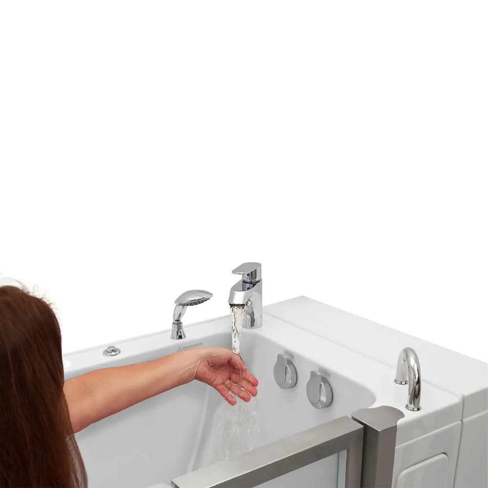Ella Peitite 28"x52" Acrylic Hydro Massage Walk-In Bathtub with Right Inward Swing Door, 2 Piece Fast Fill Faucet, 2" Dual Drain