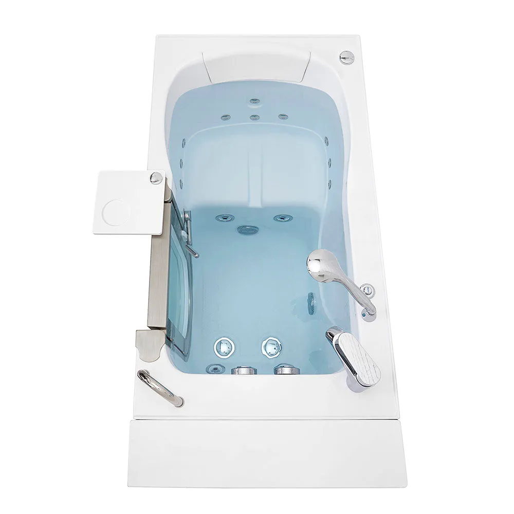 Ella Peitite 28"x52" Acrylic Hydro Massage Walk-In Bathtub with Right Inward Swing Door, 2 Piece Fast Fill Faucet, 2" Dual Drain
