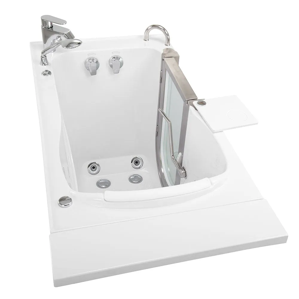 Ella Peitite 28"x52" Acrylic Hydro Massage Walk-In Bathtub with Right Inward Swing Door, 2 Piece Fast Fill Faucet, 2" Dual Drain