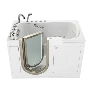 Ella Royal 32"x52" Acrylic Air and Hydro Massage and Heated Seat Walk-In Bathtub with Left Inward Swing Door, 5 Piece Fast Fill Faucet, 2" Dual Drain