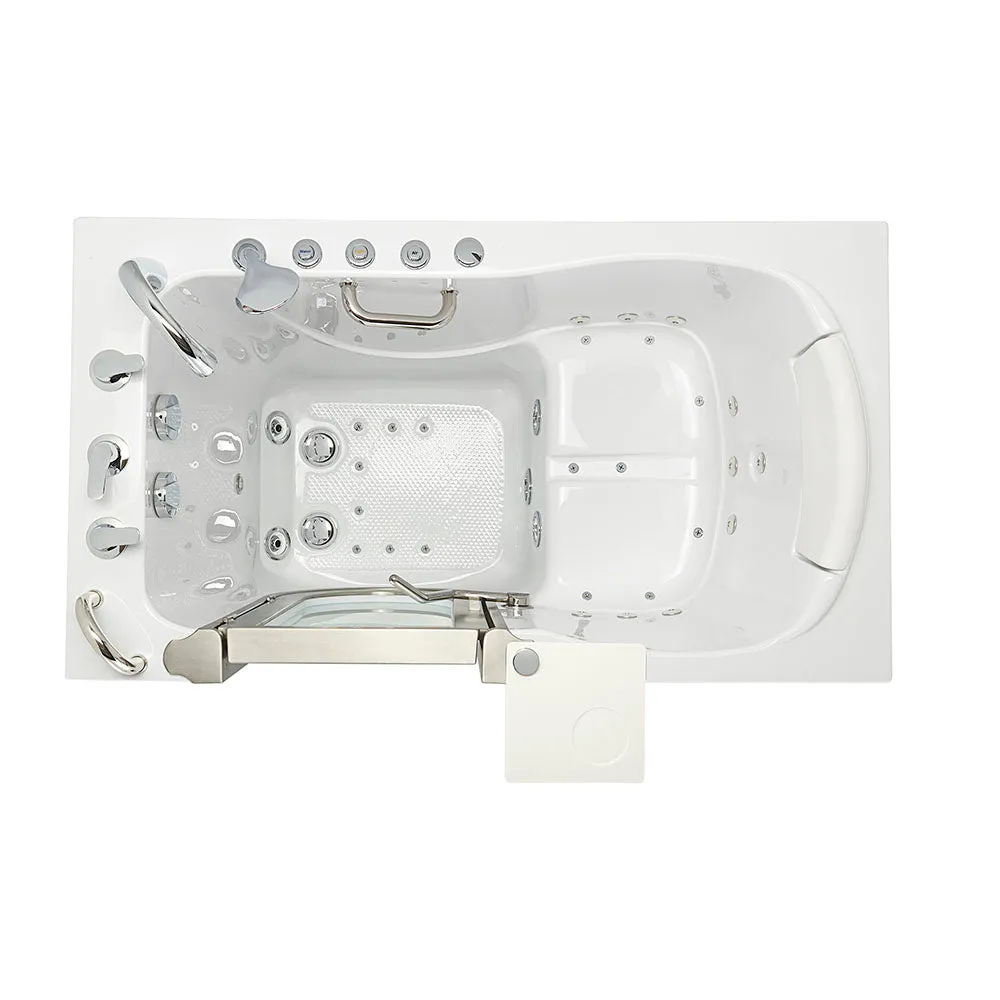 Ella Royal 32"x52" Acrylic Air and Hydro Massage and Heated Seat Walk-In Bathtub with Left Inward Swing Door, 5 Piece Fast Fill Faucet, 2" Dual Drain