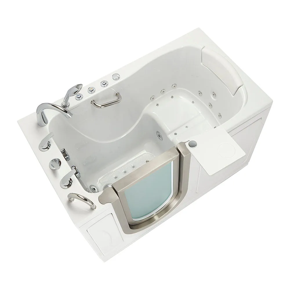 Ella Royal 32"x52" Acrylic Air and Hydro Massage and Heated Seat Walk-In Bathtub with Left Inward Swing Door, 5 Piece Fast Fill Faucet, 2" Dual Drain