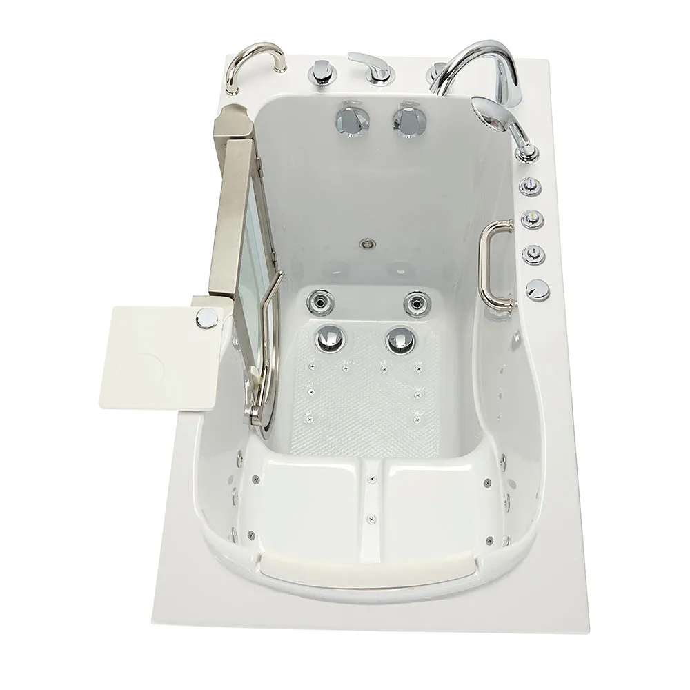 Ella Royal 32"x52" Acrylic Air and Hydro Massage and Heated Seat Walk-In Bathtub with Left Inward Swing Door, 5 Piece Fast Fill Faucet, 2" Dual Drain