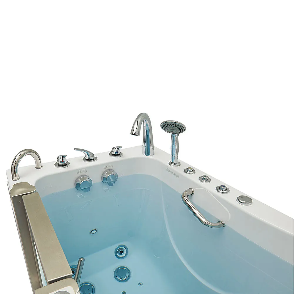 Ella Royal 32"x52" Acrylic Air and Hydro Massage and Heated Seat Walk-In Bathtub with Left Inward Swing Door, 5 Piece Fast Fill Faucet, 2" Dual Drain
