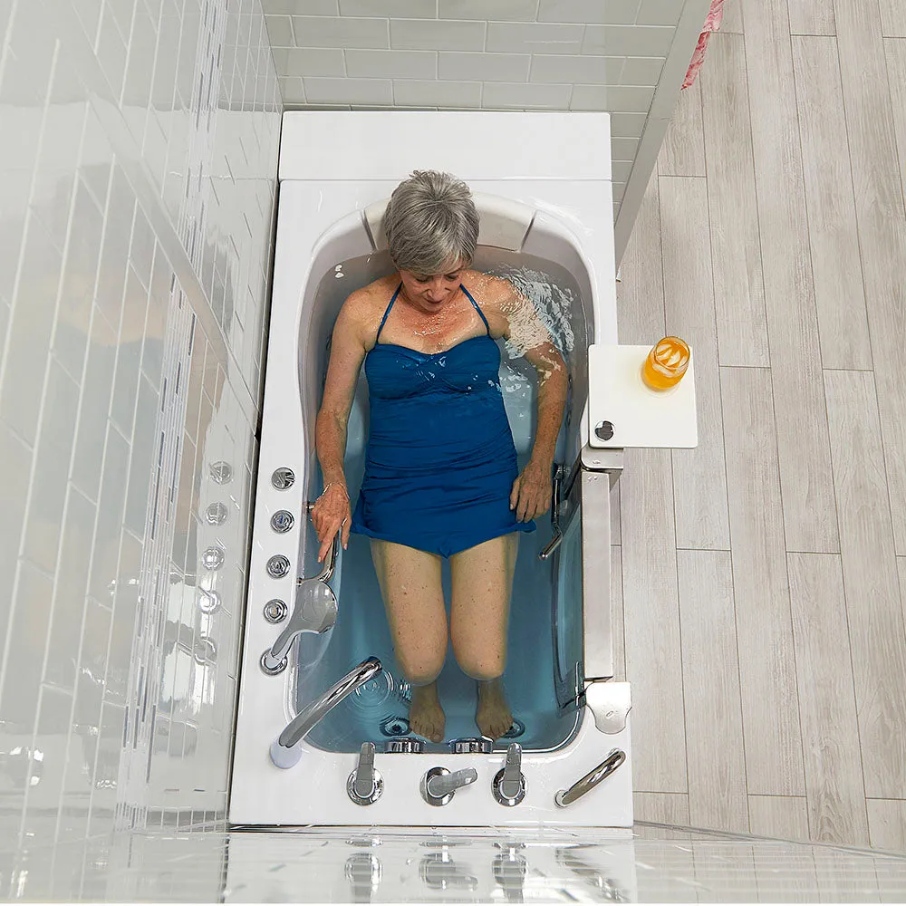 Ella Royal 32"x52" Acrylic Air and Hydro Massage and Heated Seat Walk-In Bathtub with Left Inward Swing Door, 5 Piece Fast Fill Faucet, 2" Dual Drain