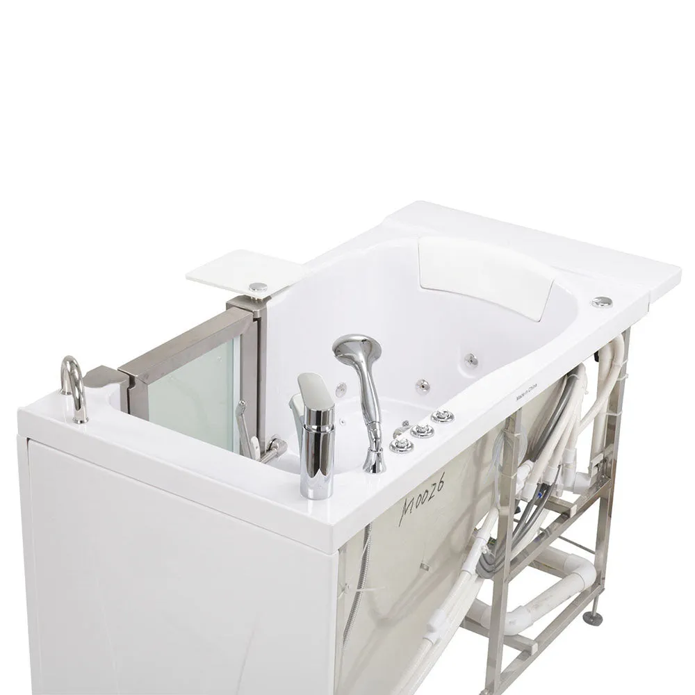 Ella Royal 32"x52" Acrylic Air and Hydro Massage and Heated Seat Walk-In Bathtub with Right Inward Swing Door, 2 Piece Fast Fill Faucet, 2" Dual Drain
