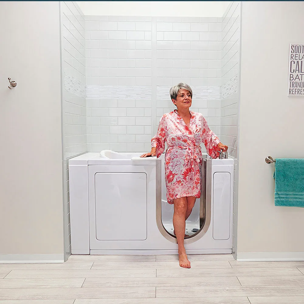 Ella Royal 32"x52" Acrylic Air and Hydro Massage Walk-In Bathtub with Right Inward Swing Door, 5 Piece Fast Fill Faucet, 2" Dual Drain