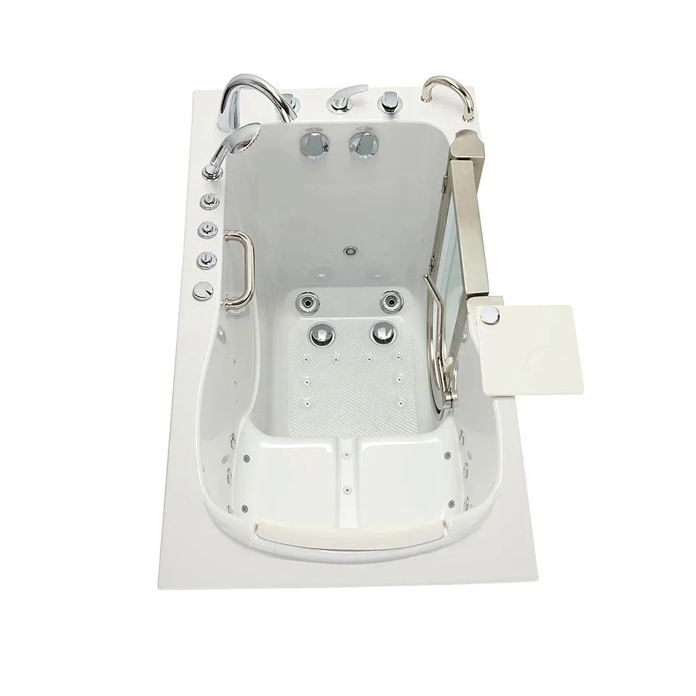 Ella Royal 32"x52" Acrylic Air and Hydro Massage Walk-In Bathtub with Right Inward Swing Door, 5 Piece Fast Fill Faucet, 2" Dual Drain