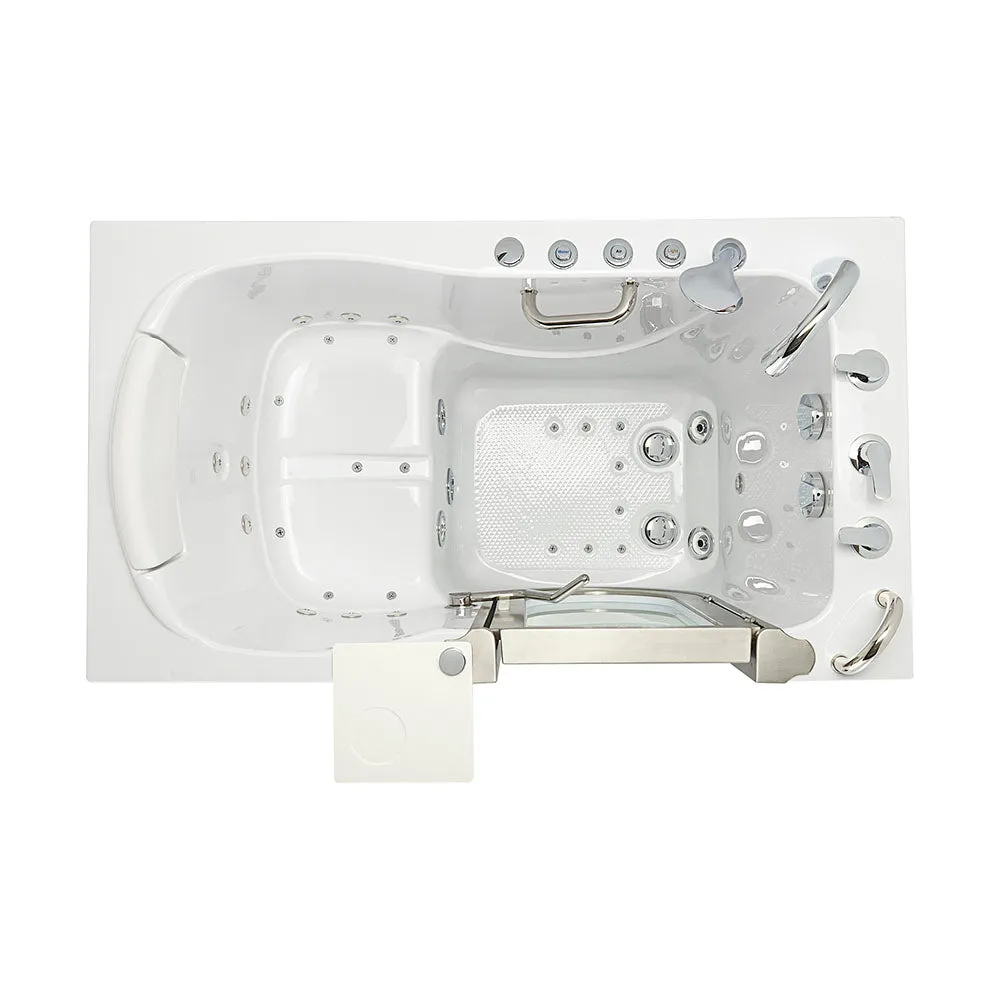 Ella Royal 32"x52" Acrylic Air and Hydro Massage Walk-In Bathtub with Right Inward Swing Door, 5 Piece Fast Fill Faucet, 2" Dual Drain