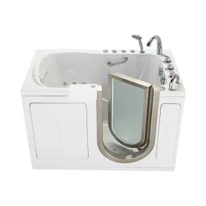 Ella Royal 32"x52" Acrylic Air and Hydro Massage Walk-In Bathtub with Right Inward Swing Door, 5 Piece Fast Fill Faucet, 2" Dual Drain