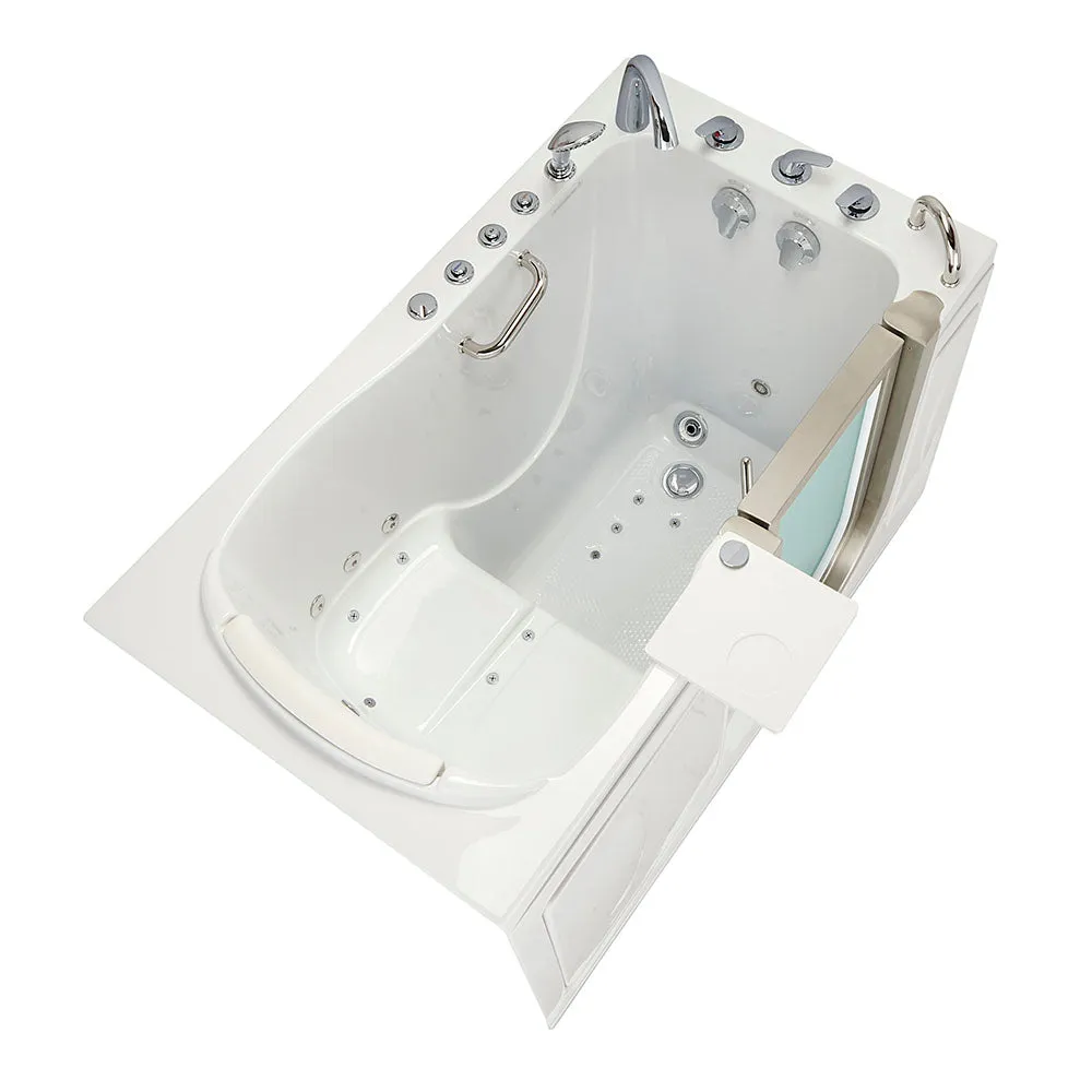 Ella Royal 32"x52" Acrylic Air and Hydro Massage Walk-In Bathtub with Right Inward Swing Door, 5 Piece Fast Fill Faucet, 2" Dual Drain