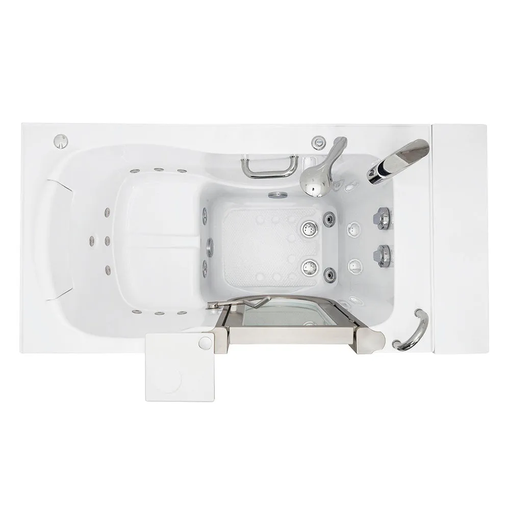 Ella Royal 32"x52" Acrylic Hydro Massage Walk-In Bathtub with Right Inward Swing Door, Heated Seat, 2 Piece Fast Fill Faucet, 2" Dual Drain