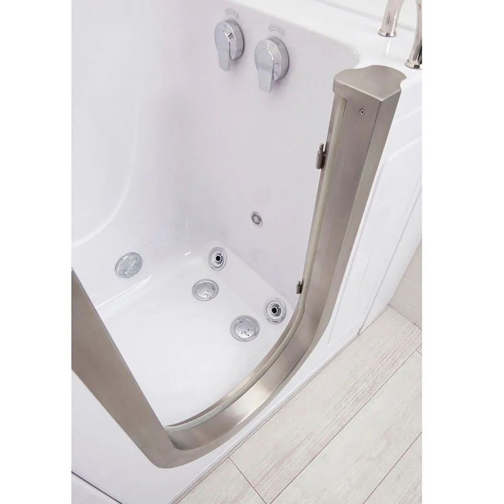 Ella Royal 32"x52" Acrylic Hydro Massage Walk-In Bathtub with Right Inward Swing Door, Heated Seat, 2 Piece Fast Fill Faucet, 2" Dual Drain