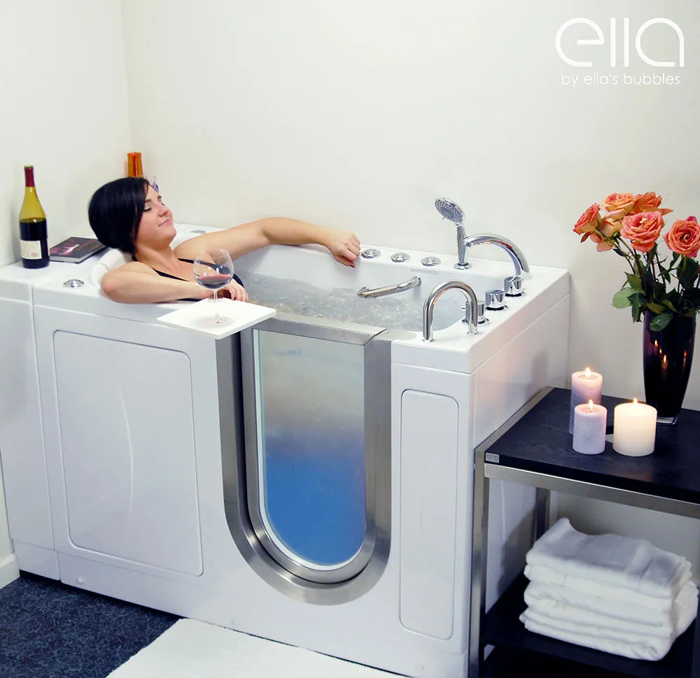 Ella Royal 32"x52" Acrylic Hydro Massage Walk-In Bathtub with Right Inward Swing Door, Heated Seat, 2 Piece Fast Fill Faucet, 2" Dual Drain
